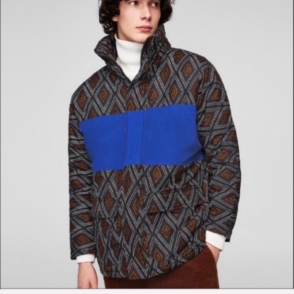 NWT ZARA MAN 90s Color Block Puffer Jacket - Picture 1 of 8